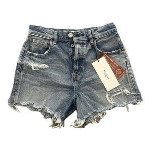 Moussy Vintage Women's Distressed Pelion High Rise Denim Shorts NWT Size 28